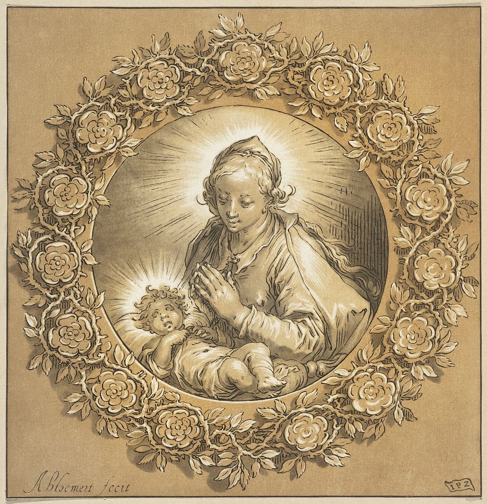 Maria met Christuskind (1796) by Cornelis Ploos van Amstel. Original from The Rijksmuseum. Digitally enhanced by rawpixel.