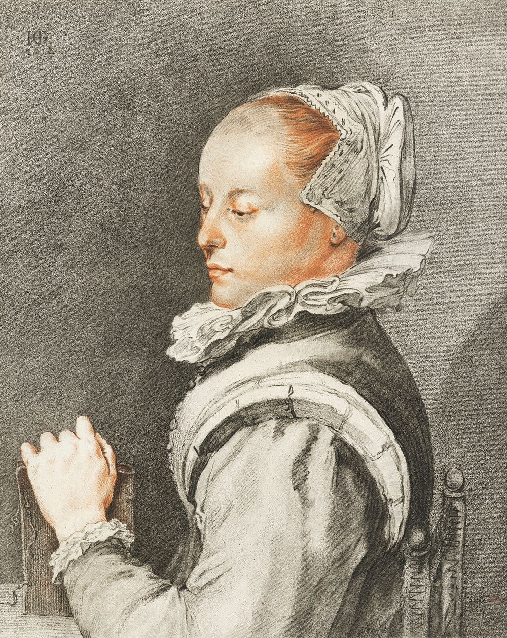 Portrait of a young woman (1770) by Cornelis Ploos van Amstel. Original from The Rijksmuseum. Digitally enhanced by rawpixel.