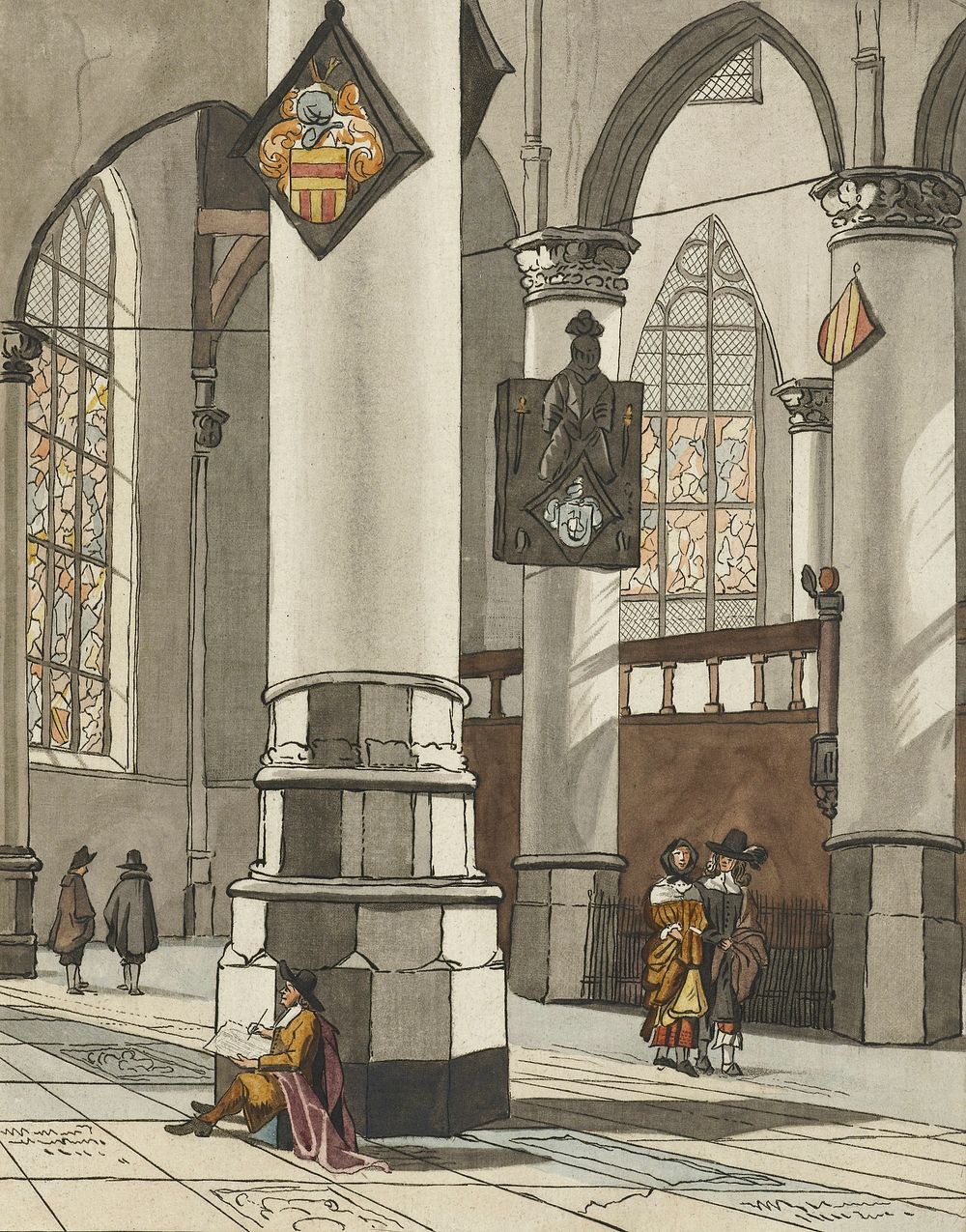 Kerkinterieur (1774) by Cornelis Ploos van Amstel. Original from The Rijksmuseum. Digitally enhanced by rawpixel.