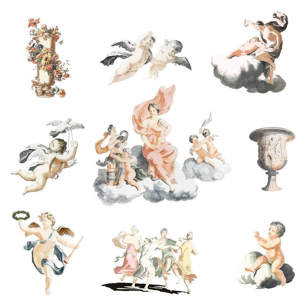 Vintage illustration of Roman mythology figures