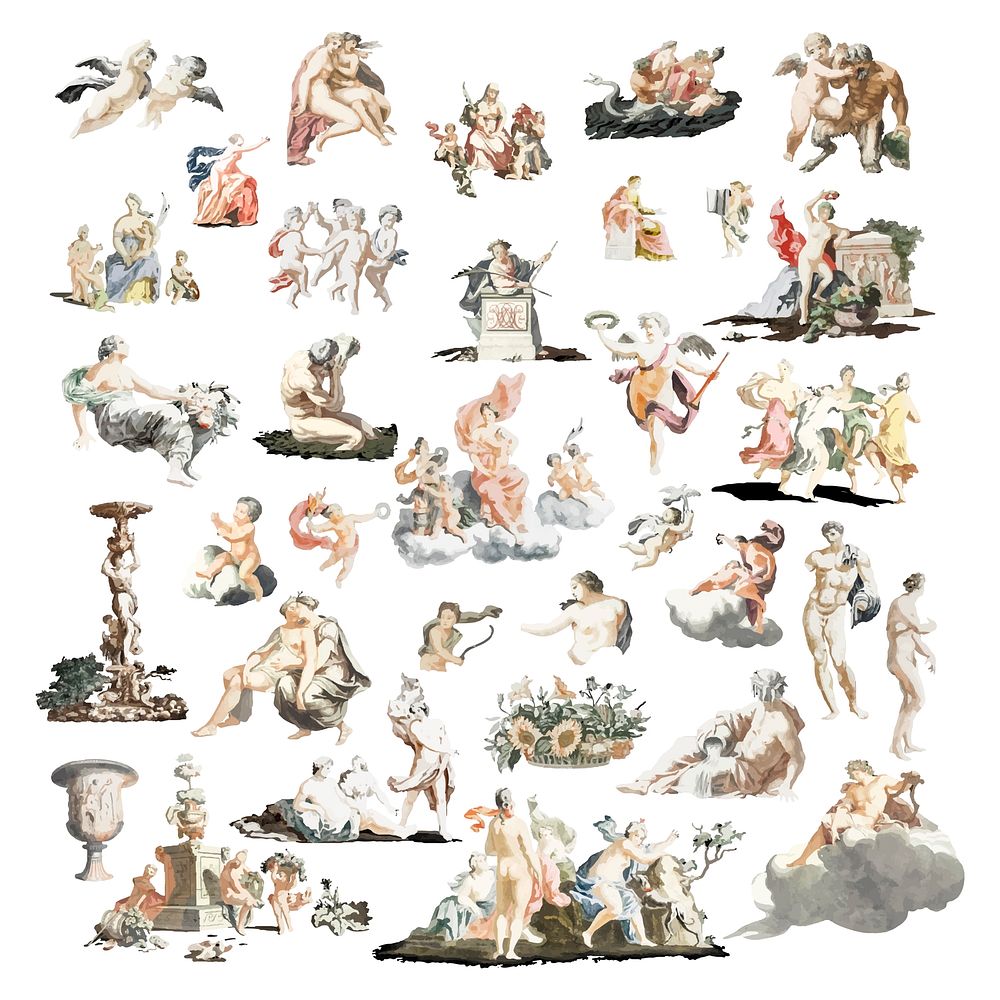 Vintage illustration of Roman mythology figures