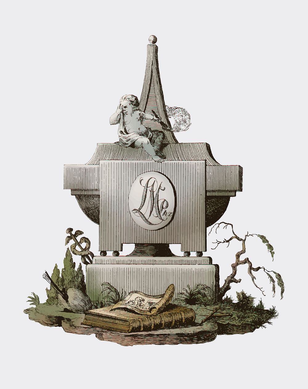 Gravestone with mourning angel (1799) by Jean Bernard (1775-1883). Original from the Rijks Museum. Digitally enhanced by…