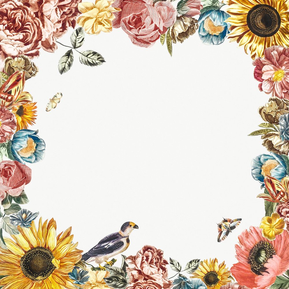 Frame made by flowers illustrated by Johan Teyler (1648-1709). Original from Rijks Museum. Digitally enhanced by rawpixel.