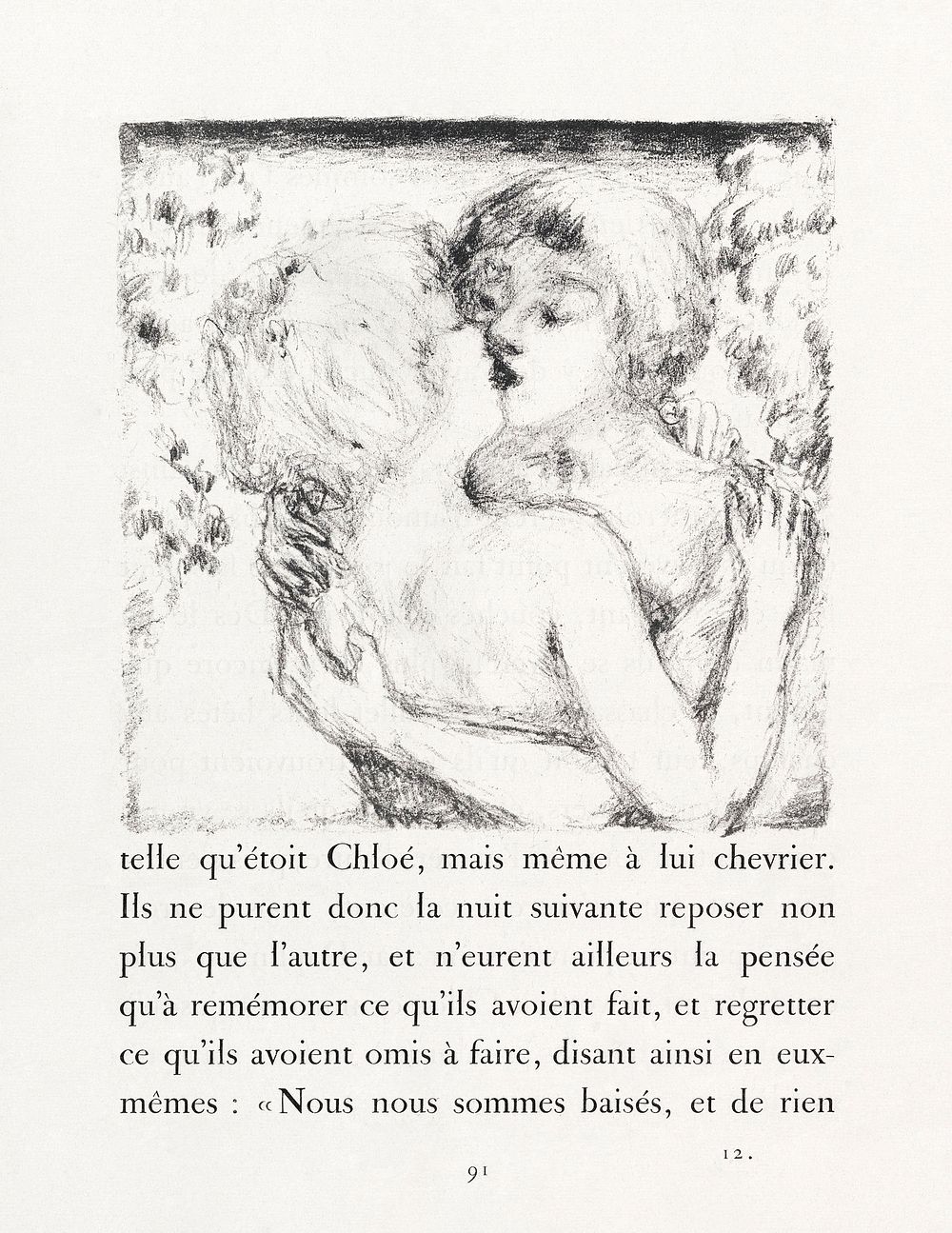 Couple Embracing, from "Daphnis and Chloe" by Longus (1902) print in high resolution by Pierre Bonnard. Original from The…
