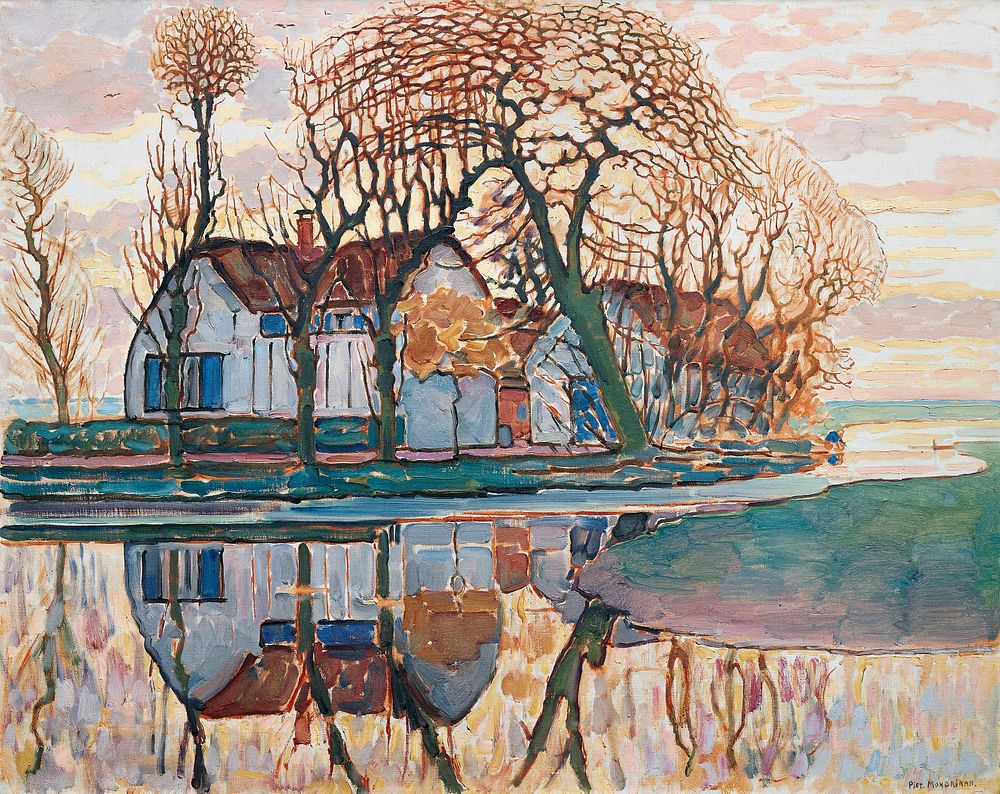 Farm near Duivendrecht (1916) painting in high resolution by Piet Mondrian. Original from The Art Institute of Chicago.…