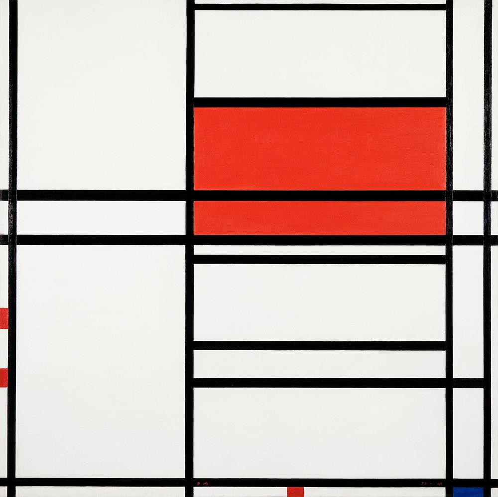 Composition No. 4 with red and blue (1938&ndash;1942) painting in high resolution by Piet Mondrian. Original from the Saint…