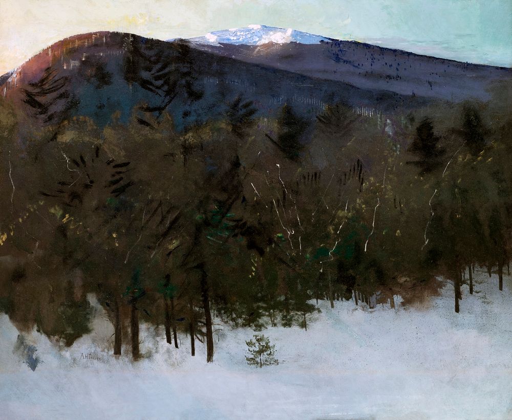 Mount Monadnock (1918) painting in high resolution by Abbott Handerson Thayer. Original from the Los Angeles County Museum…