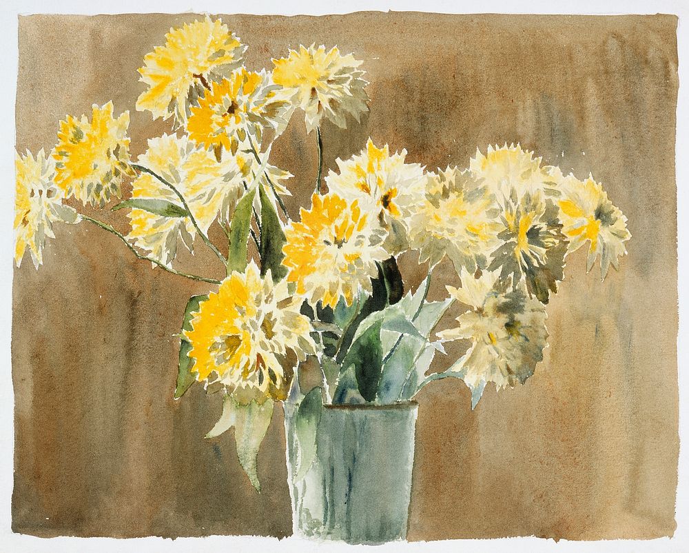Vase with Yellow Flowers (1915) by Hannah Borger Overbeck. Original from The Los Angeles County Museum of Art. Digitally…