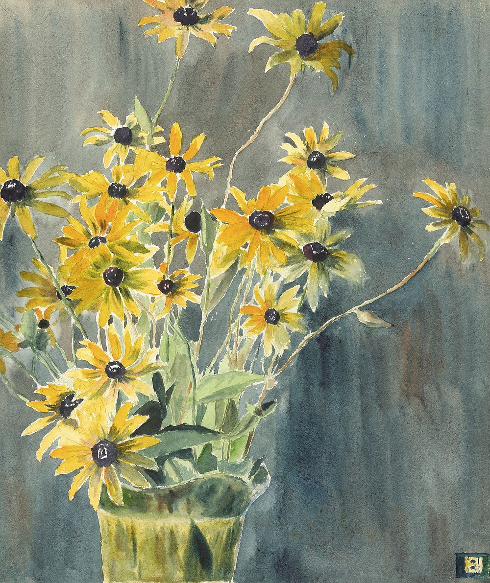 Vase with Blackeyed Susans (1915) by Hannah Borger Overbeck. Original from The Los Angeles County Museum of Art. Digitally…