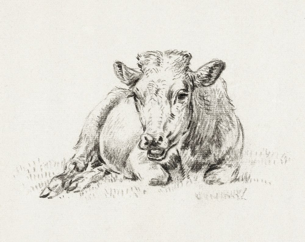 Lying cow Jean Bernard, after Adriaen van de Velde (1821) by Jean Bernard (1775-1883). Original from The Rijksmuseum.…