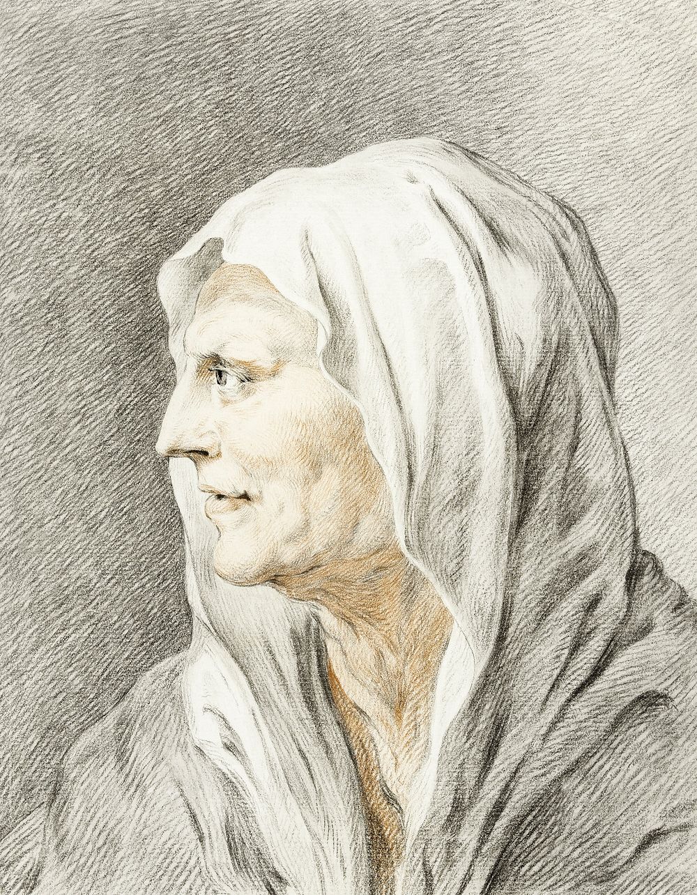 Old woman with headscarf by Jean Bernard (1775-1883). Original from The Rijksmuseum. Digitally enhanced by rawpixel.