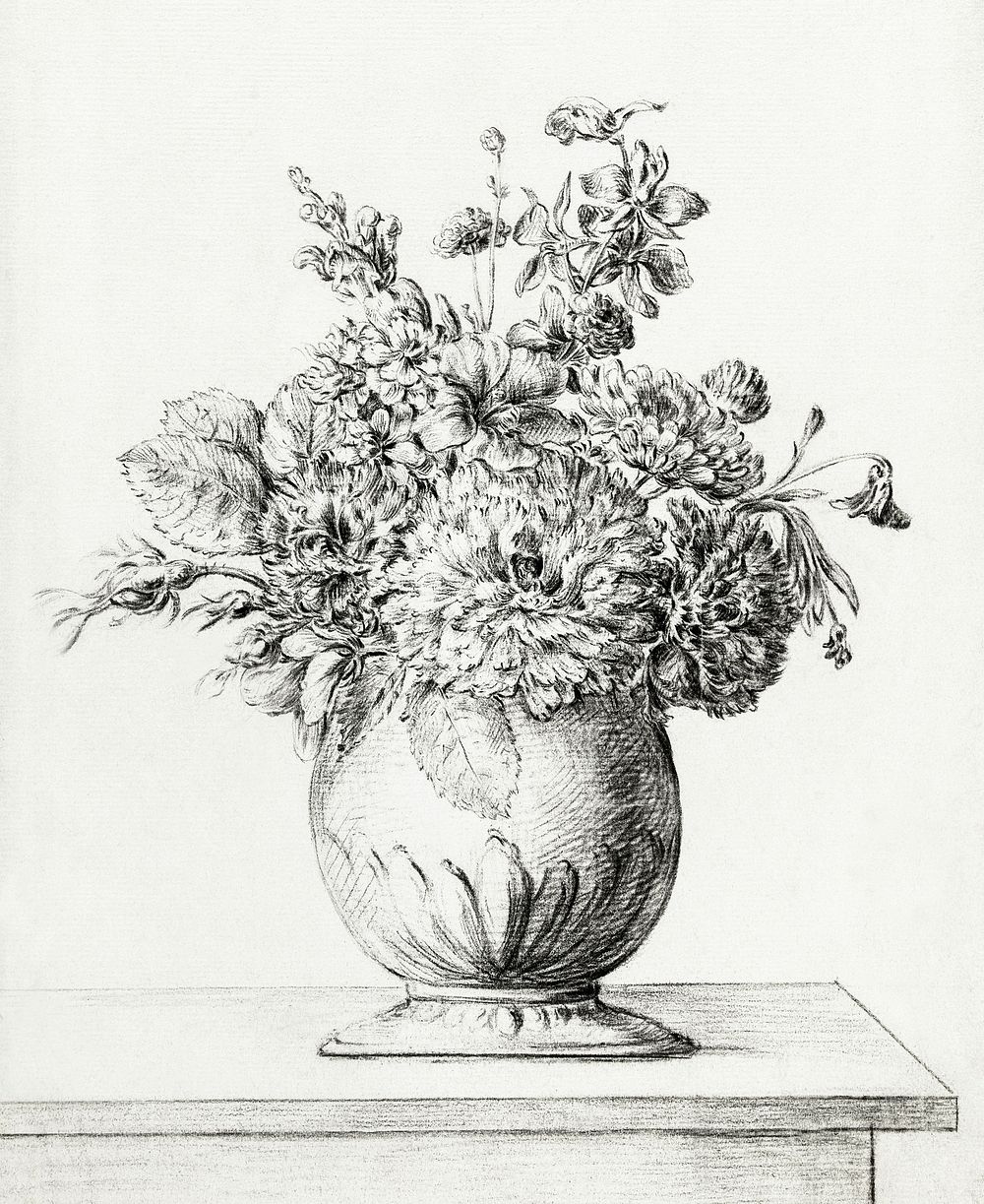 Flowers in a vase by Jean Bernard (1775-1883). Original from The Rijksmuseum. Digitally enhanced by rawpixel.