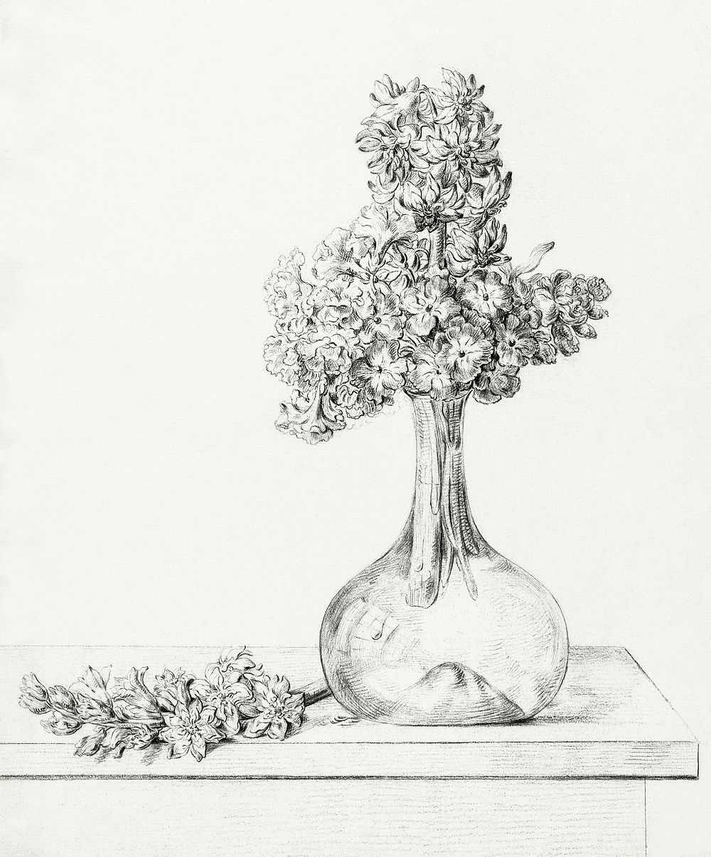 Flowers in a vase (1810 - 1815) by Jean Bernard (1775-1883). Original from The Rijksmuseum. Digitally enhanced by rawpixel.