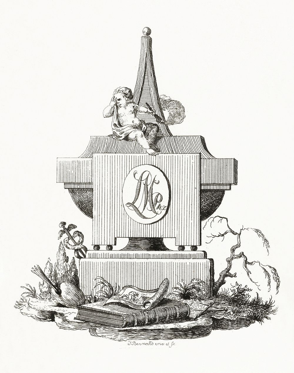 Gravestone with mourning angel (1799) by Jean Bernard (1775-1883). Original from The Rijksmuseum. Digitally enhanced by…