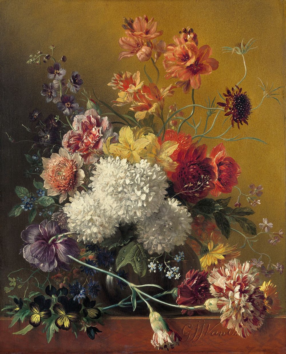 Still Life with Flowers (ca. 1820&ndash;1861) by Georgius Jacobus Johannes van Os. Original from The Rijksmuseum. Digitally…
