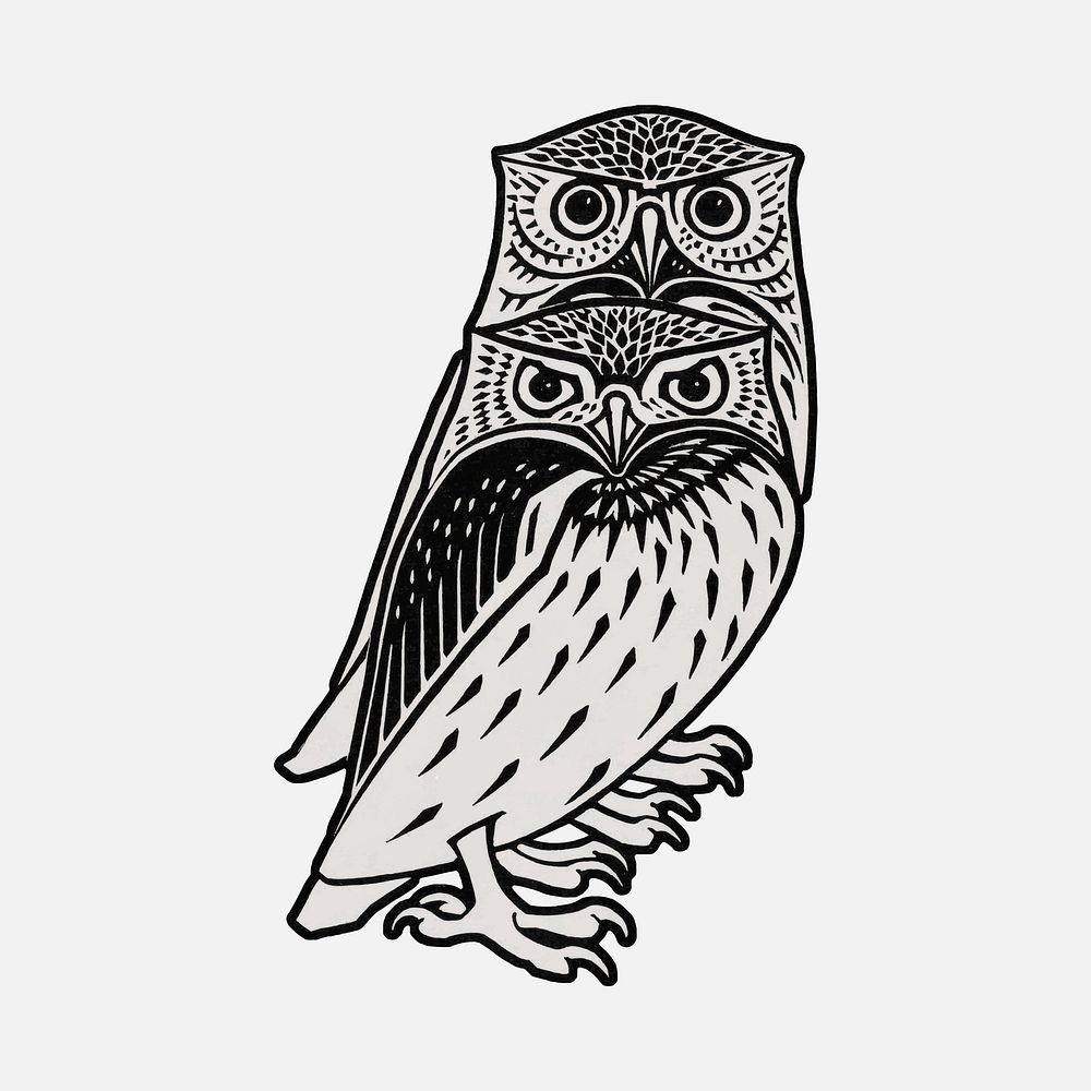 Two owls (1921) by Julie | Premium Vector Illustration - rawpixel