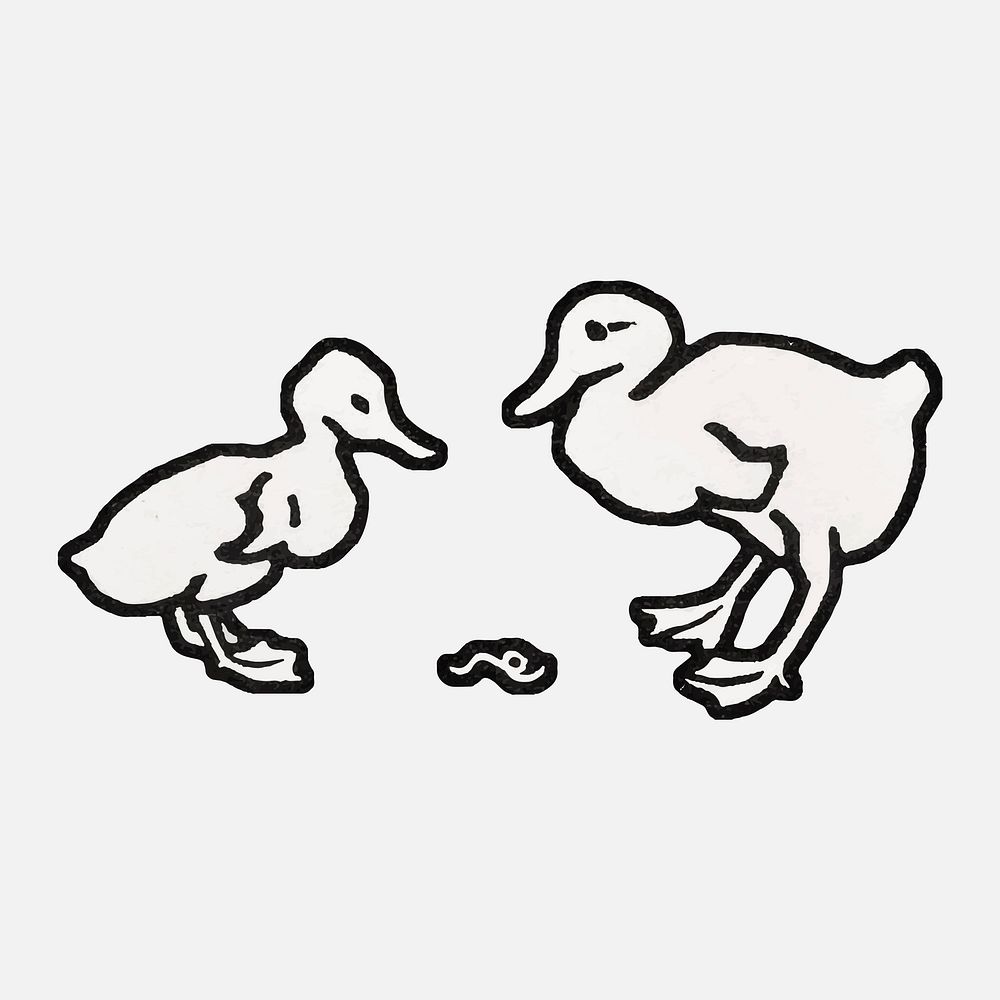 Two ducklings (1923-1924) by Julie de Graag (1877-1924). Original from the Rijks Museum. Digitally enhanced by rawpixel.