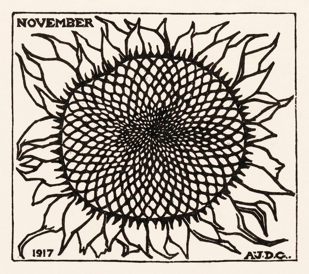 November Sunflower (1917) by JJulie de Graag (1877-1924). Original from The Rijksmuseum. Digitally enhanced by rawpixel.