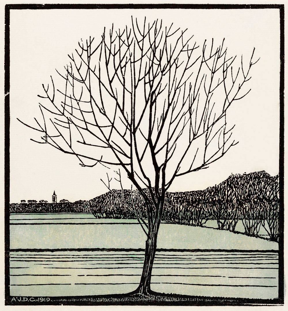 Bald tree (1919) by Julie de Graag (1877-1924). Original from The Rijksmuseum. Digitally enhanced by rawpixel.