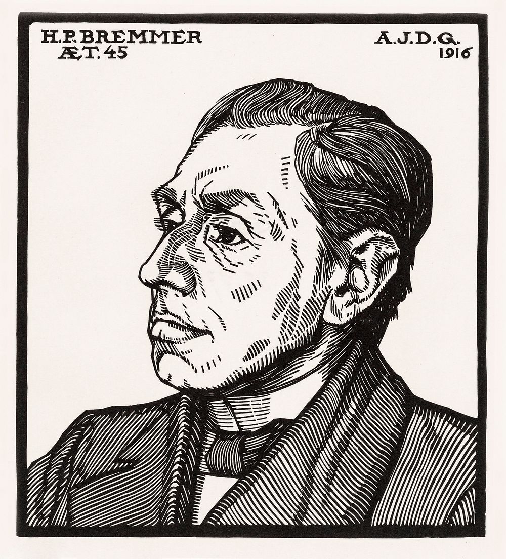 Portrait of Hendricus Petrus Bremmer (1916) by Julie de Graag (1877-1924). Original from The Rijksmuseum. Digitally enhanced…