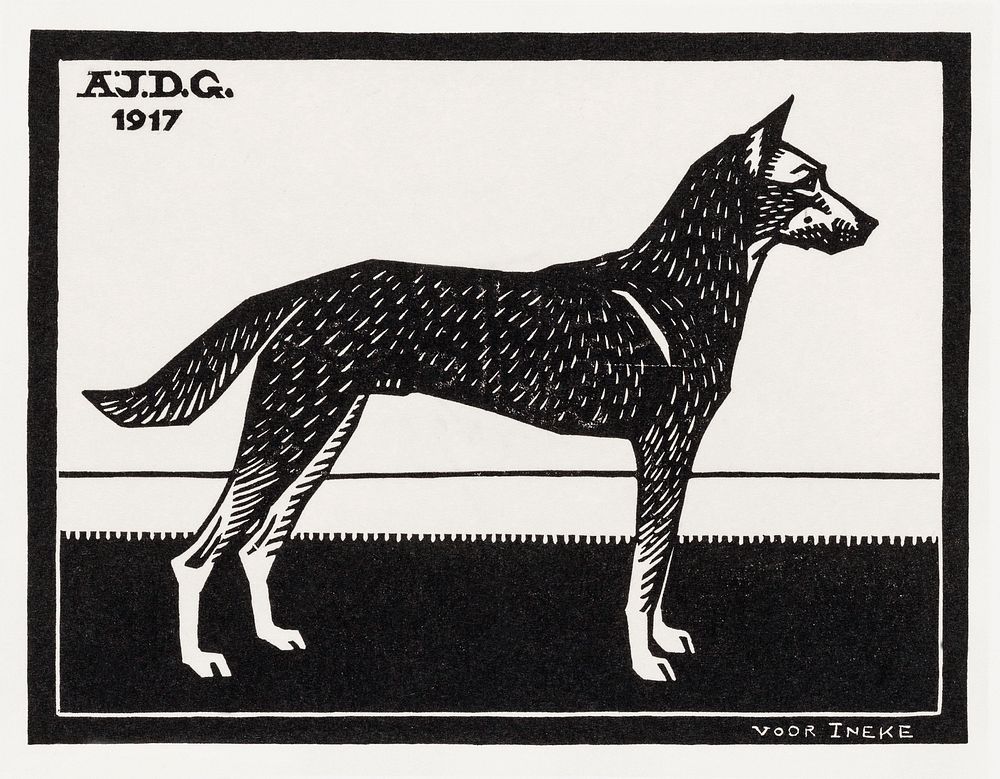 Dog (1917) by Julie de Graag (1877-1924). Original from The Rijksmuseum . Digitally enhanced by rawpixel.