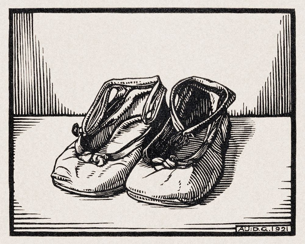 Pair of shoes (1921) by Julie de Graag (1877-1924). Original from The Rijksmuseum. Digitally enhanced by rawpixel