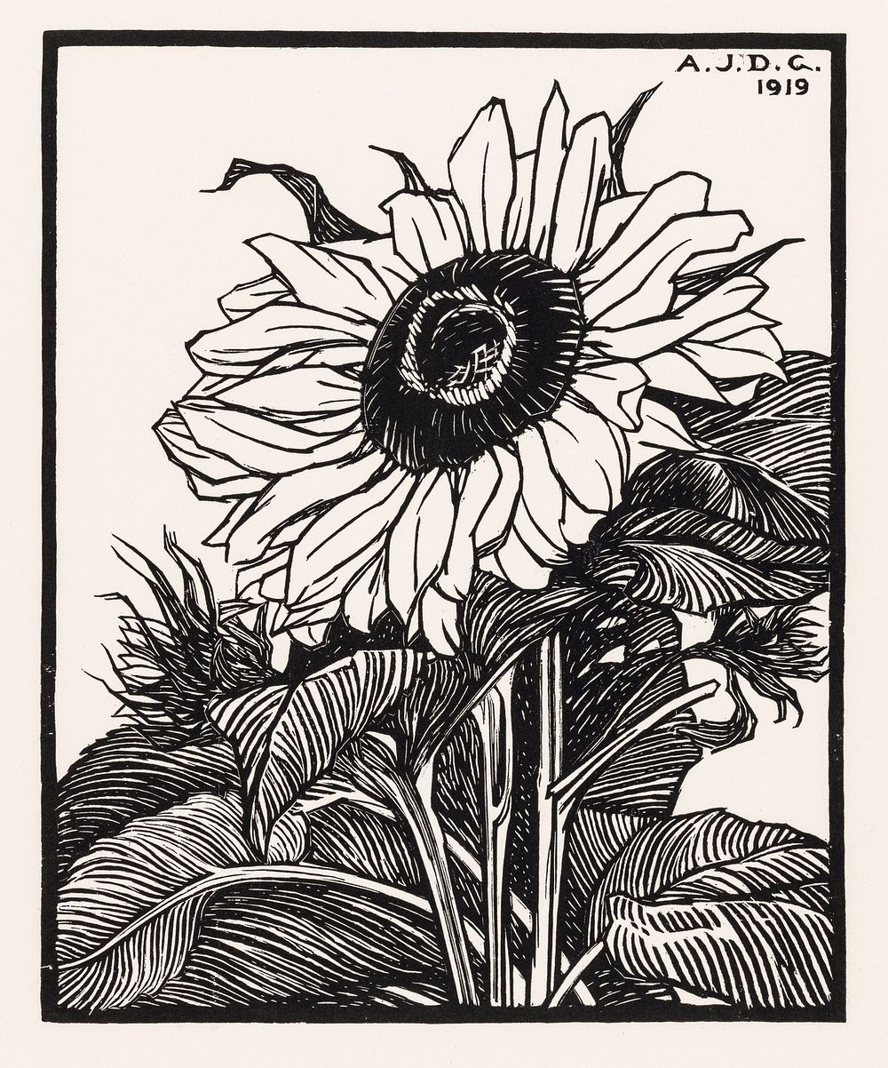 Sunflower (1919) by Julie de Graag (1877-1924). Original from The Rijksmuseum. Digitally enhanced by rawpixel.