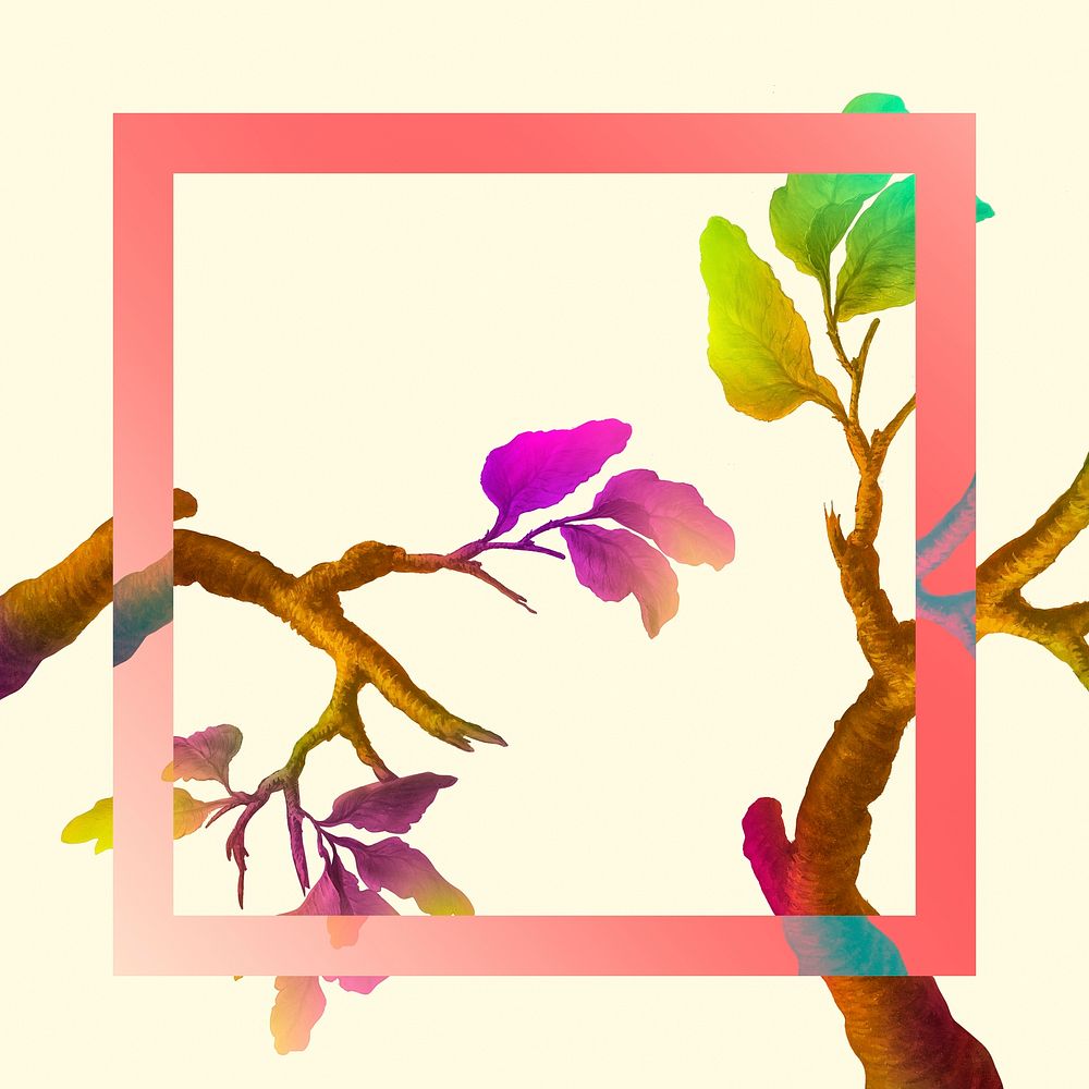 Colorful tree branch and frame template