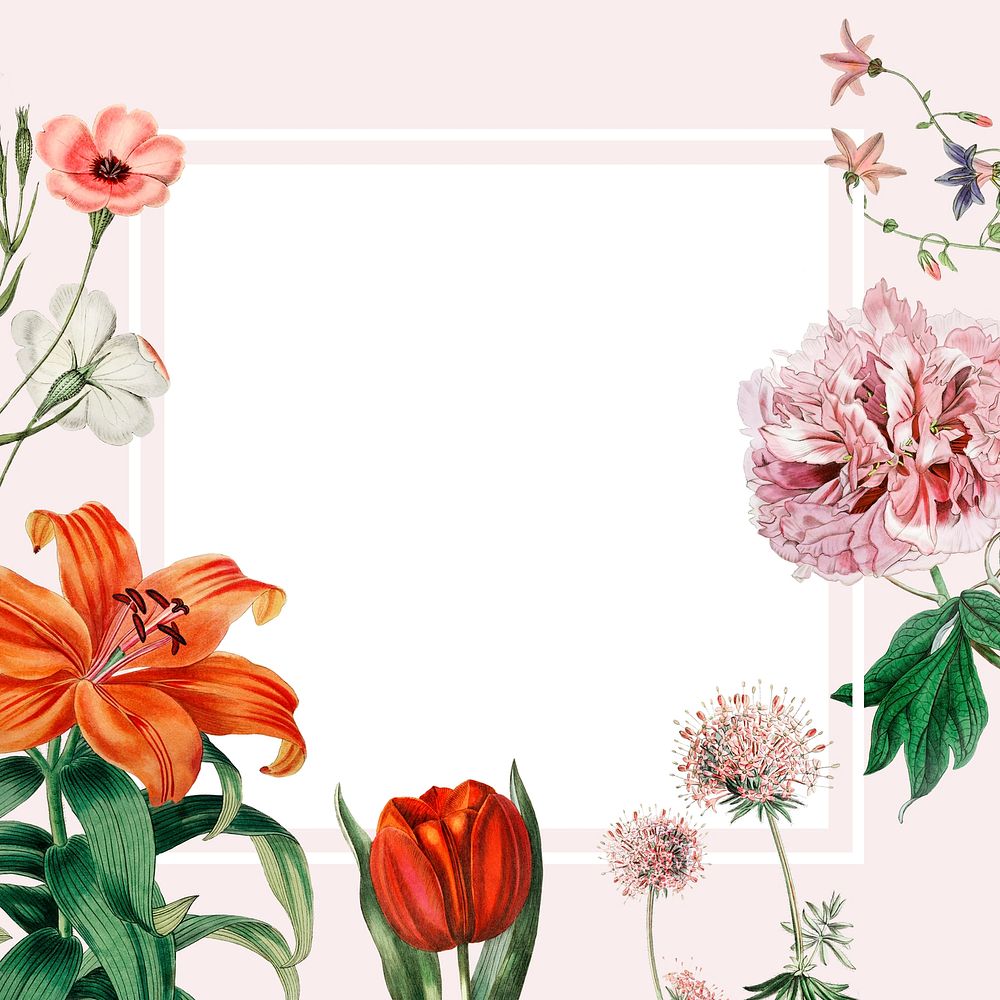 Colorful vintage floral design frame