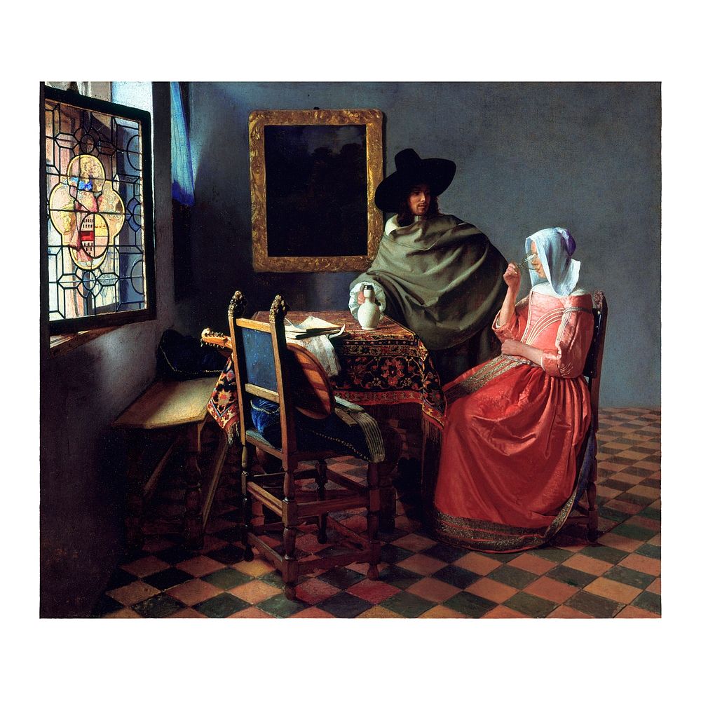 Vermeer famous wall art, Johannes Vermeer&rsquo;s The Wine Glass (ca. 1658 &ndash;1660) painting. Original from Wikimedia…