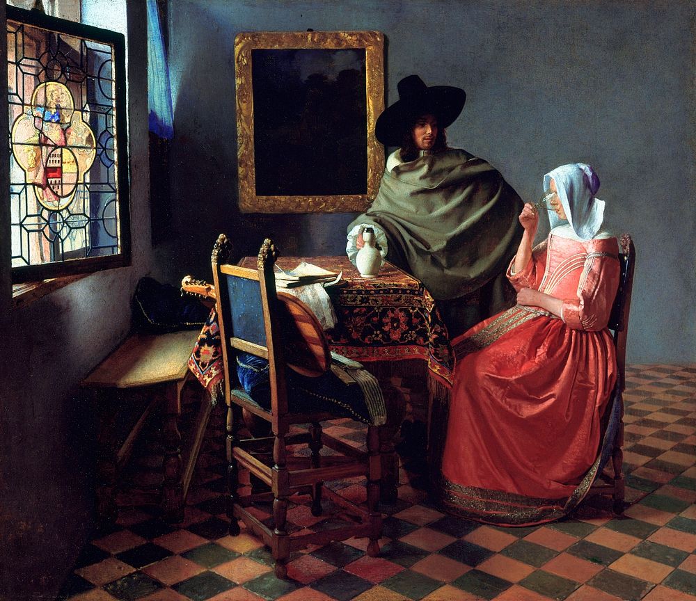 Johannes Vermeer&rsquo;s The Wine Glass (ca. 1658 &ndash;1660) famous painting. Original from Wikimedia Commons. Digitally…