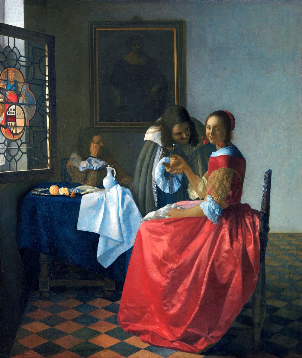 Johannes Vermeer&rsquo;s The Girl with a Wineglass (ca. 1658&ndash;1662) famous painting. Original from Wikimedia Commons.…