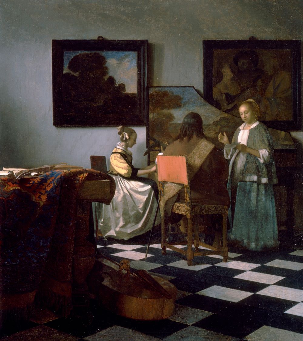 Johannes Vermeer&rsquo;s The Concert (1664) famous painting. Original from Wikimedia Commons. Digitally enhanced by rawpixel.