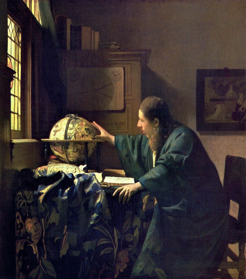 Johannes Vermeer&rsquo;s The Astronomer (ca. 1668) famous painting. Original from Wikimedia Commons. Digitally enhanced by…