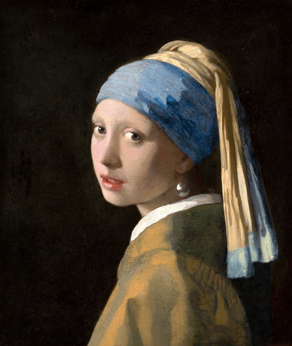 Johannes Vermeer&rsquo;s Girl with a Pearl Earring (ca. 1665) famous painting. Original from the Mauritshuis Museum.…