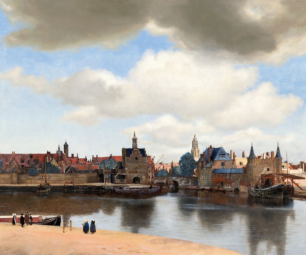 Johannes Vermeer&rsquo;s View of Delft (ca. 1660&ndash;1661) famous painting. Original from the Mauritshuis Museum.…