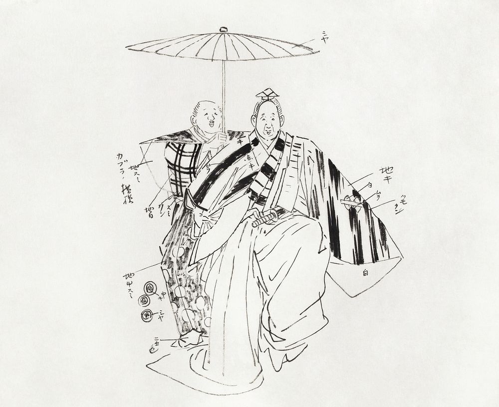 Scene from the Noh theater play Suehirogari (1898) by Kogyo Tsukioka. Original from The Rijksmuseum. Digitally enhanced by…