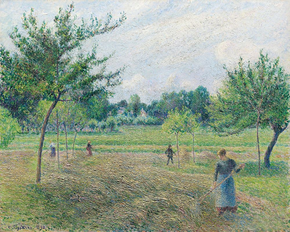 Haymaking at &Eacute;ragny (1892) by Camille Pissarro. Original from The Art Institute of Chicago. Digitally enhanced by…