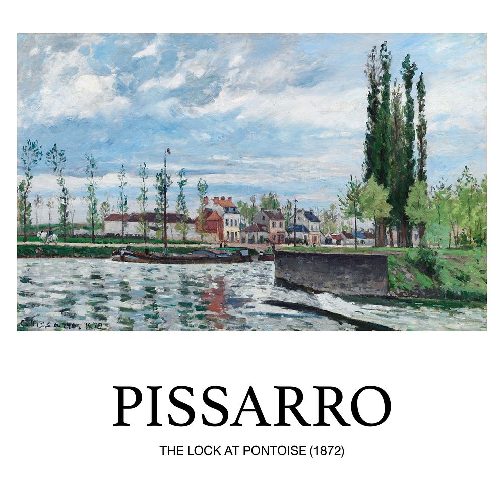 Camille Pissarro poster art print, famous painting of  The Lock at Pontoise wall art