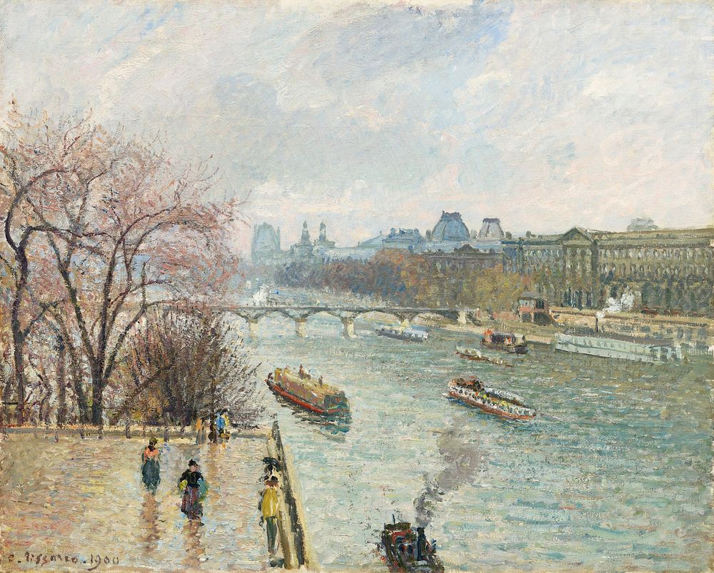 The Louvre, Afternoon, Rainy Weather (1900) by Camille Pissarro. Original from The National Gallery of Art. Digitally…