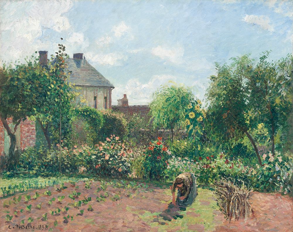 The Artist's Garden at Eragny (1898) by Camille Pissarro. Original from The National Gallery of Art. Digitally enhanced by…