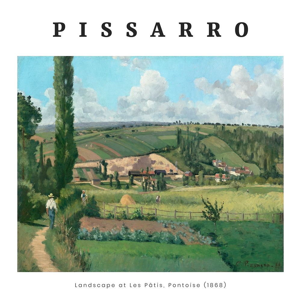 Camille Pissarro art print, famous painting of Landscape at Les Pâtis wall poster