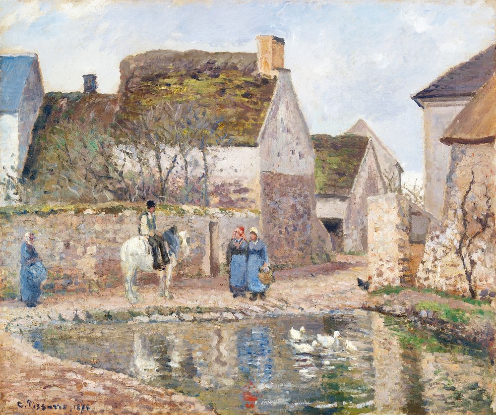 A Pond in Ennery (1874) by Camille Pissarro. Original from Yale University Art Gallery. Digitally enhanced by rawpixel.