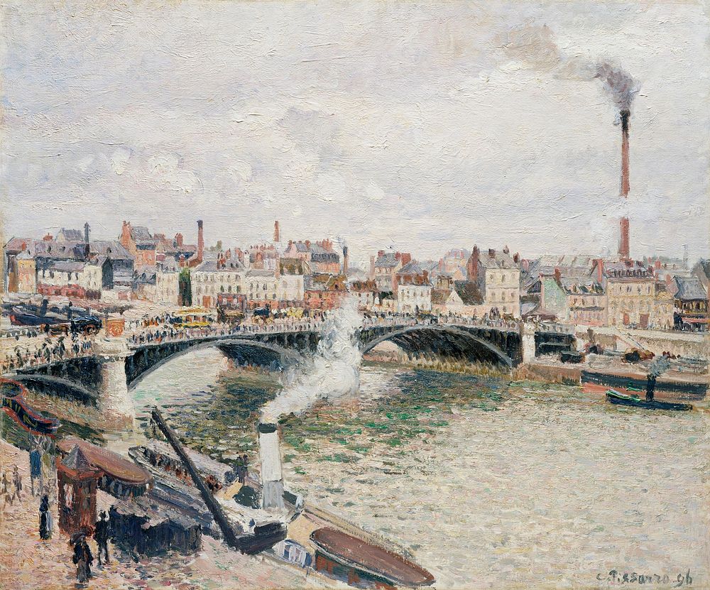 Morning, An Overcast Day, Rouen (1896) by Camille Pissarro. Original from The MET museum. Digitally enhanced by rawpixel.