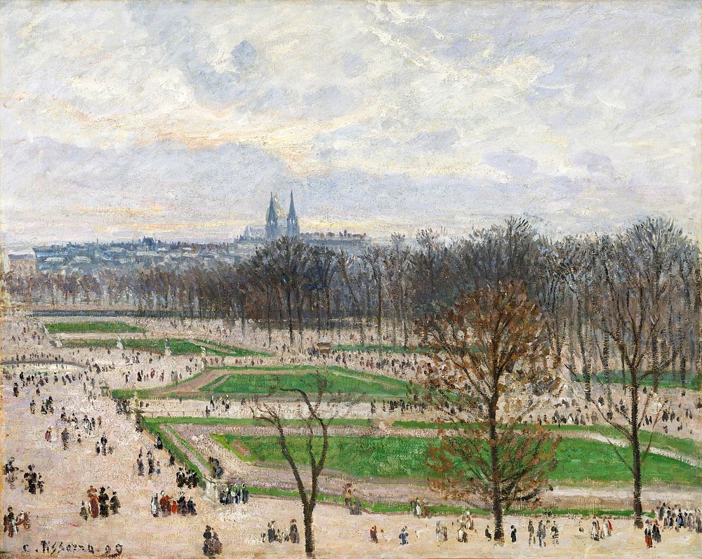 The Garden of the Tuileries on a Winter Afternoon (1899) by Camille Pissarro. Original from The MET museum. Digitally…