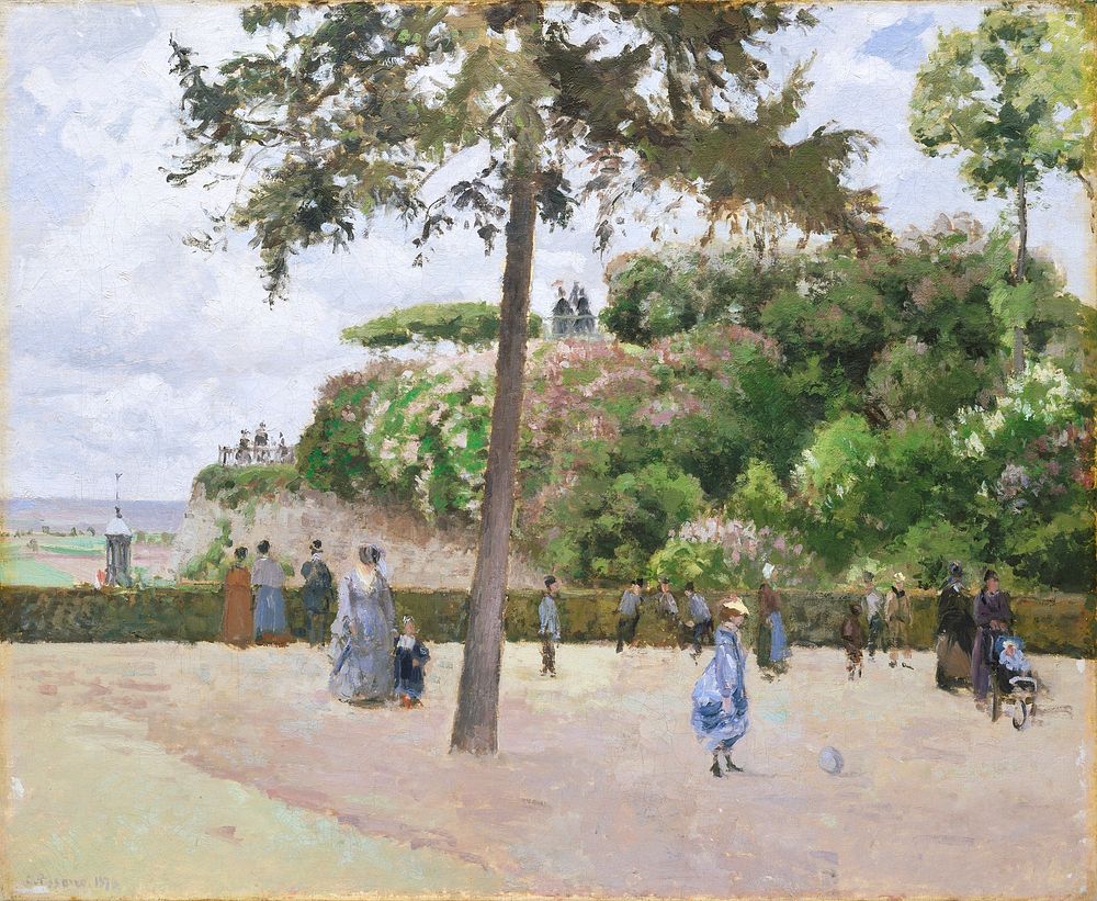 The Public Garden at Pontoise (1874) by Camille Pissarro. Original from The MET museum. Digitally enhanced by rawpixel.