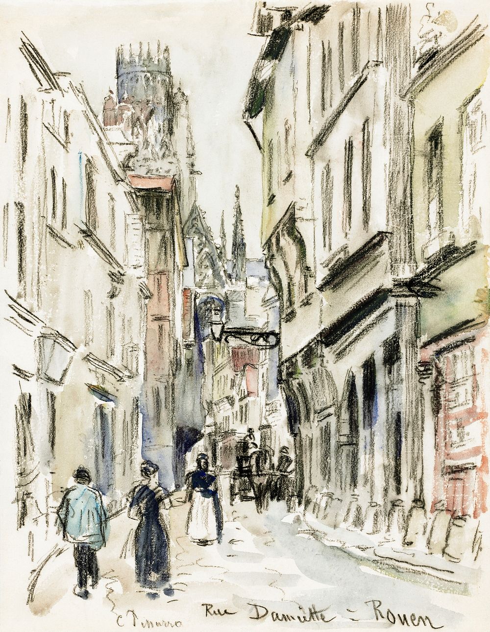 Rue Damiette, Rouen (ca. 1884) by Camille Pissarro. Original from The Cleveland Museum of Art. Digitally enhanced by…