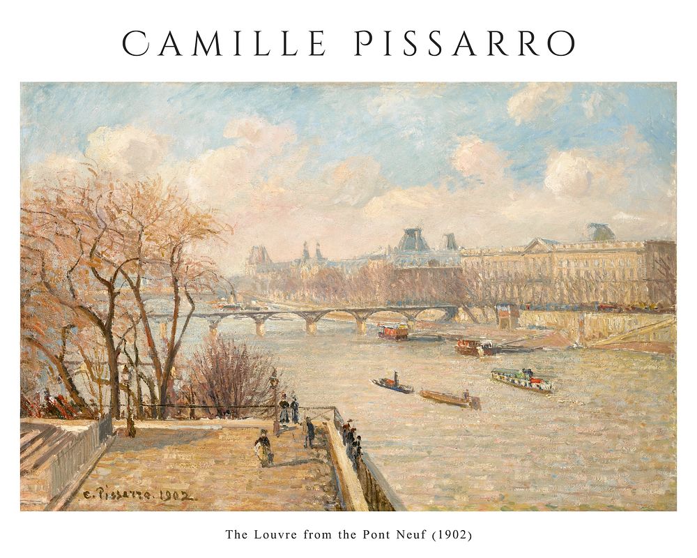 Camille Pissarro art print, famous painting of The Louvre from the Pont Neuf wall poster