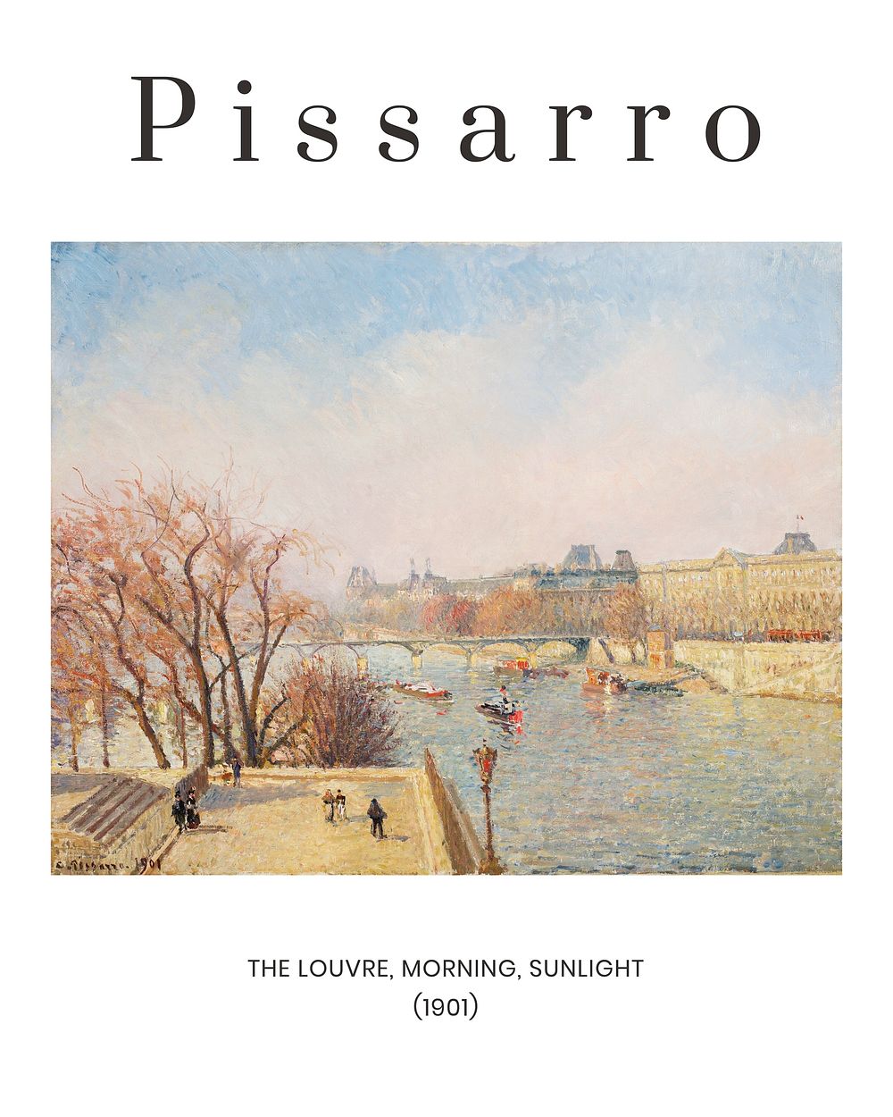 Camille Pissarro art print, famous painting of The Louvre, Morning, Sunlight, near Gisors, Sunset wall poster