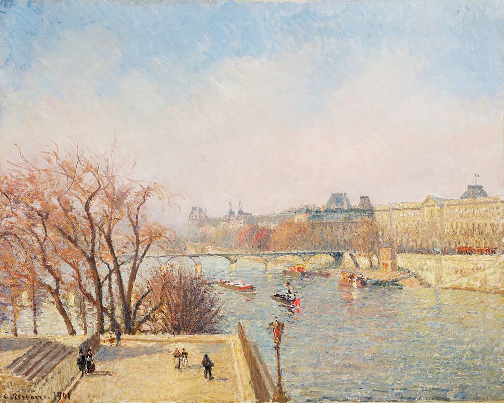 The Louvre, Morning, Sunlight (1901) painting in high resolution by Camille Pissarro. Original from the Saint Louis Art…